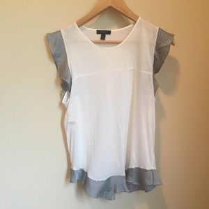 J.Crew Flutter Sleeve Top, white, size S